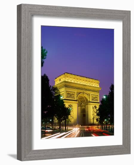 Arc de Triomphe, Night View, Paris, France-Steve Vidler-Framed Photographic Print