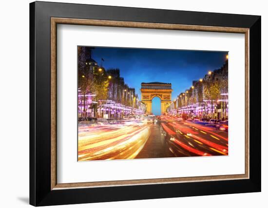 Arc De Triomphe Paris City at Sunset - Arch of Triumph and Champs Elysees-dellm60-Framed Photographic Print