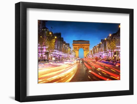 Arc De Triomphe Paris City at Sunset - Arch of Triumph and Champs Elysees-dellm60-Framed Photographic Print