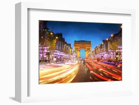 Arc De Triomphe Paris City at Sunset - Arch of Triumph and Champs Elysees-dellm60-Framed Photographic Print