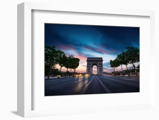 Arc De Triomphe Paris City at Sunset-dellm60-Framed Photographic Print