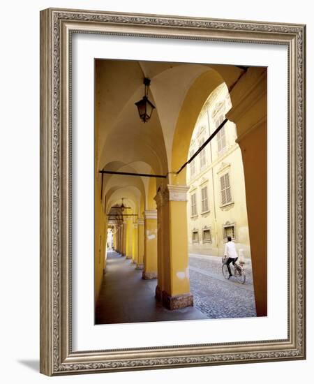 Arcade and Cyclist, Modena, Emilia Romagna, Italy, Europe-Frank Fell-Framed Photographic Print