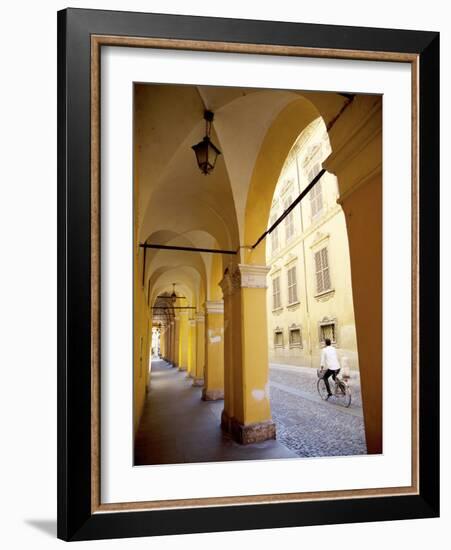 Arcade and Cyclist, Modena, Emilia Romagna, Italy, Europe-Frank Fell-Framed Photographic Print