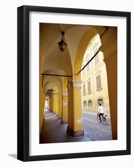 Arcade and Cyclist, Modena, Emilia Romagna, Italy, Europe-Frank Fell-Framed Photographic Print