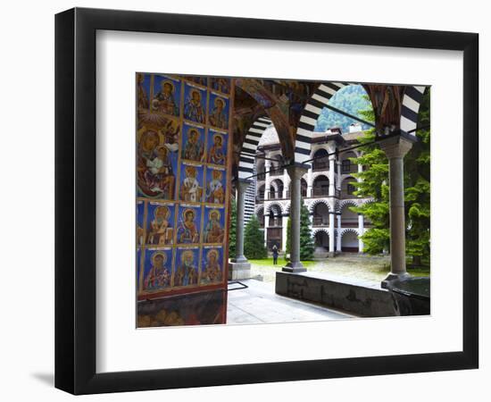 Arcade Murals Depicting Religious Figures, Church of the Nativity, Rila Monastery, UNESCO World Her-Dallas & John Heaton-Framed Photographic Print