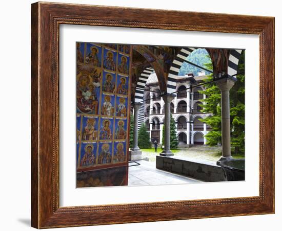 Arcade Murals Depicting Religious Figures, Church of the Nativity, Rila Monastery, UNESCO World Her-Dallas & John Heaton-Framed Photographic Print