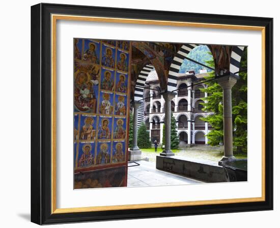 Arcade Murals Depicting Religious Figures, Church of the Nativity, Rila Monastery, UNESCO World Her-Dallas & John Heaton-Framed Photographic Print