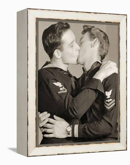 Arcade Photo of Two U.S. Navy Crows Kissing, C.1940-null-Framed Premier Image Canvas