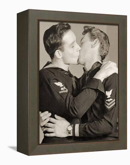 Arcade Photo of Two U.S. Navy Crows Kissing, C.1940-null-Framed Premier Image Canvas