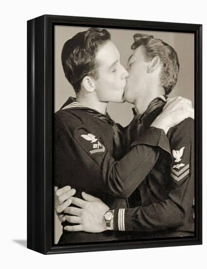 Arcade Photo of Two U.S. Navy Crows Kissing, C.1940-null-Framed Premier Image Canvas