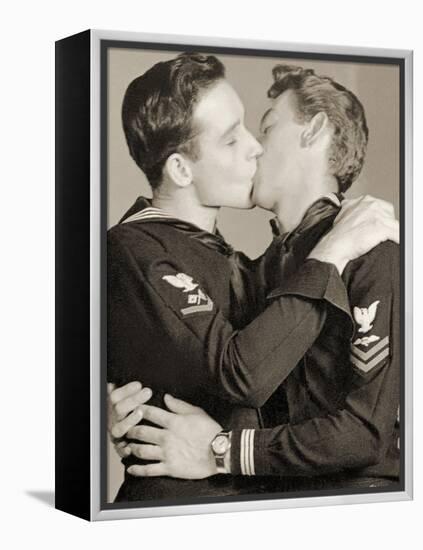 Arcade Photo of Two U.S. Navy Crows Kissing, C.1940-null-Framed Premier Image Canvas