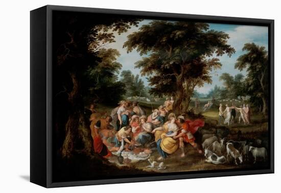 Arcadia: A Pastoral Landscape with Shepherds and Shepherdess Picknicking, 16Th-17Th Century (Oil On-Frans II the Younger Francken-Framed Premier Image Canvas