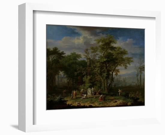 Arcadian Landscape with a Ceremonial Sacrifice-Jan van Huysum-Framed Art Print