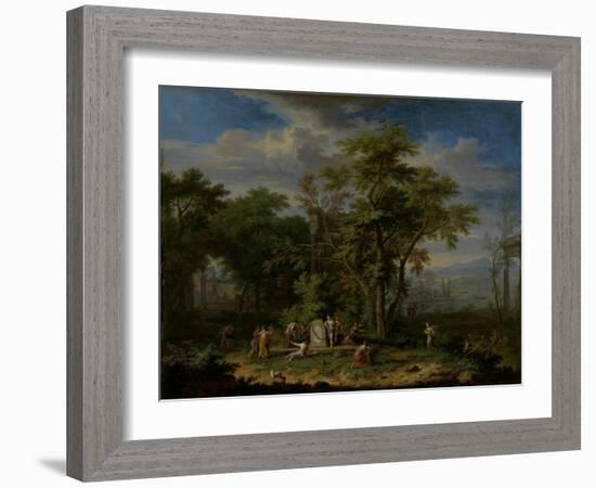Arcadian Landscape with a Ceremonial Sacrifice-Jan van Huysum-Framed Art Print