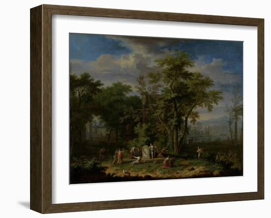 Arcadian Landscape with a Ceremonial Sacrifice-Jan van Huysum-Framed Art Print