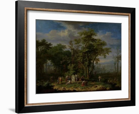 Arcadian Landscape with a Ceremonial Sacrifice-Jan van Huysum-Framed Art Print