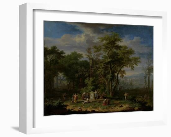 Arcadian Landscape with a Ceremonial Sacrifice-Jan van Huysum-Framed Art Print