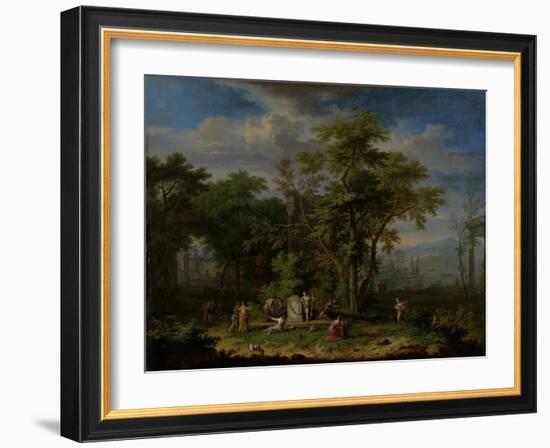 Arcadian Landscape with a Ceremonial Sacrifice-Jan van Huysum-Framed Art Print