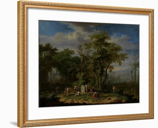 Arcadian Landscape with a Ceremonial Sacrifice-Jan van Huysum-Framed Art Print