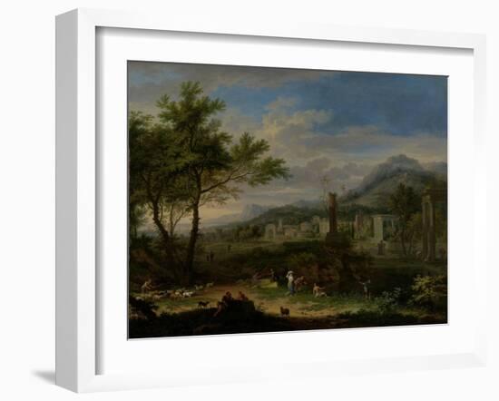 Arcadian Landscape with Fishermen-Jan van Huysum-Framed Art Print