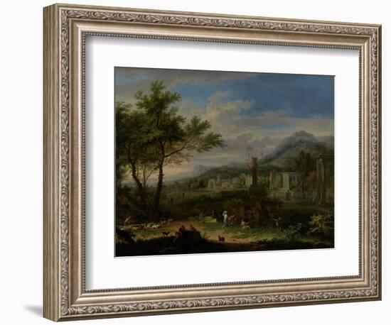 Arcadian Landscape with Fishermen-Jan van Huysum-Framed Art Print