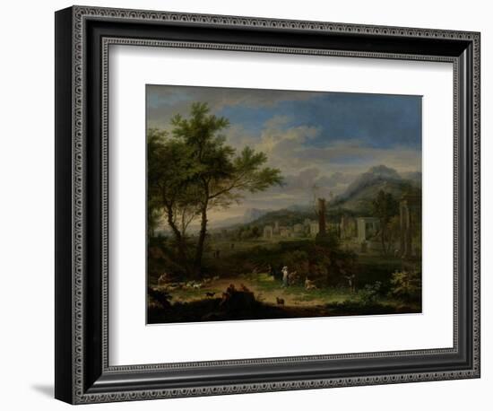 Arcadian Landscape with Fishermen-Jan van Huysum-Framed Art Print