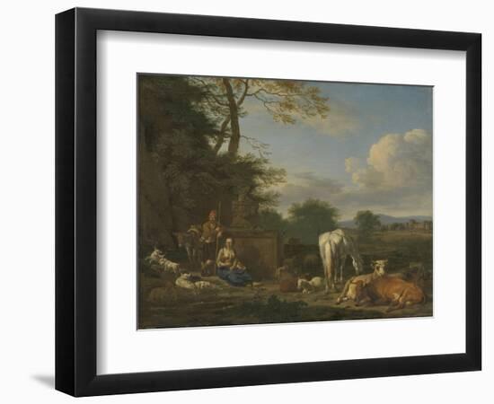 Arcadian Landscape with Resting Shepherds and Animals, 1664-Adriaen van de Velde-Framed Giclee Print