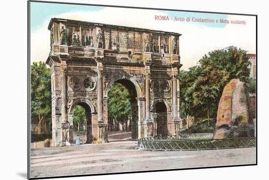 Arch of Constantine and Meta Sudans Fountain, Rome-null-Mounted Art Print