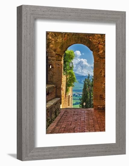 Arch with the View of the Tuscan Countryside-George Oze-Framed Photographic Print