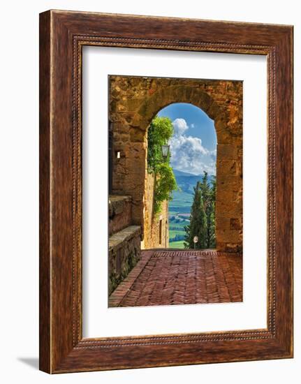 Arch with the View of the Tuscan Countryside-George Oze-Framed Photographic Print