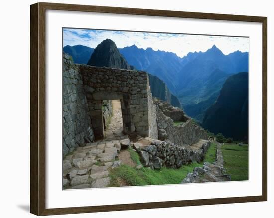 Archaeological Ruins on Machu Picchu Hillside-Jim Zuckerman-Framed Photographic Print