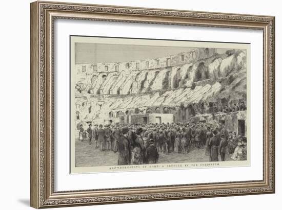 Archaeologists in Rome, a Lecture in the Colosseum-null-Framed Giclee Print