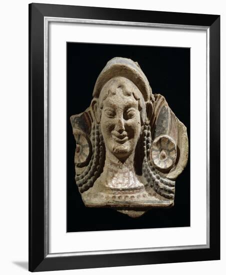 Archaic Antefix in Form of Female Head Decorated with Stylized Lotus Flowers, 6th-5th Century BC-null-Framed Giclee Print