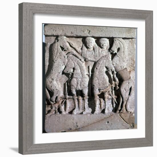 Archaic metope of Apollo and Artemis, 6th century. Artist: Unknown-Unknown-Framed Giclee Print