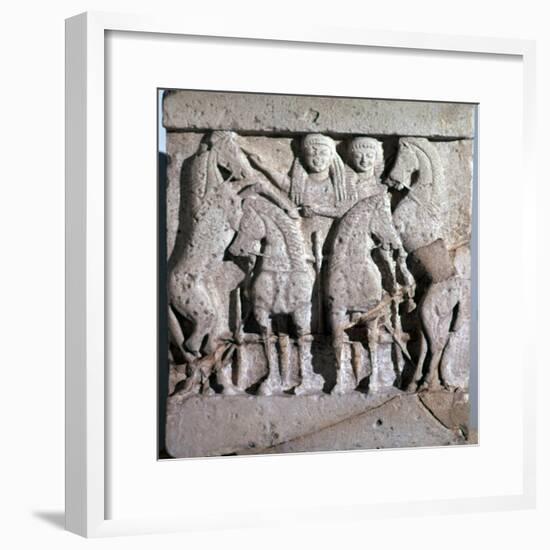 Archaic metope of Apollo and Artemis, 6th century. Artist: Unknown-Unknown-Framed Giclee Print