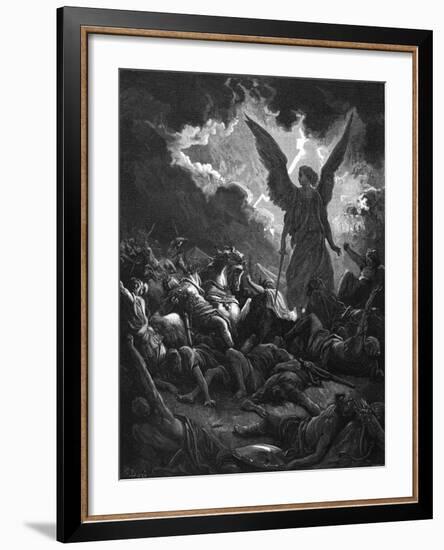 Archangel Gabriel, Instrument of God, Smiting the Camp of Sennacherib and the Assyrians, 1865-1866-Gustave Doré-Framed Giclee Print