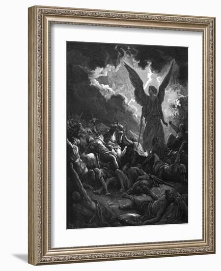 Archangel Gabriel, Instrument of God, Smiting the Camp of Sennacherib and the Assyrians, 1865-1866-Gustave Doré-Framed Giclee Print