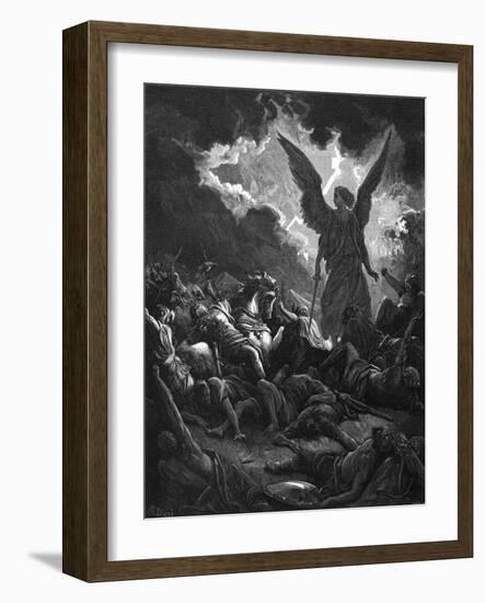 Archangel Gabriel, Instrument of God, Smiting the Camp of Sennacherib and the Assyrians, 1865-1866-Gustave Doré-Framed Giclee Print