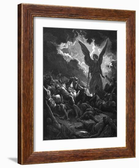 Archangel Gabriel, Instrument of God, Smiting the Camp of Sennacherib and the Assyrians, 1865-1866-Gustave Doré-Framed Giclee Print