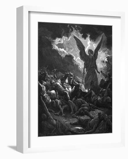 Archangel Gabriel, Instrument of God, Smiting the Camp of Sennacherib and the Assyrians, 1865-1866-Gustave Doré-Framed Giclee Print