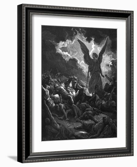 Archangel Gabriel, Instrument of God, Smiting the Camp of Sennacherib and the Assyrians, 1865-1866-Gustave Doré-Framed Giclee Print