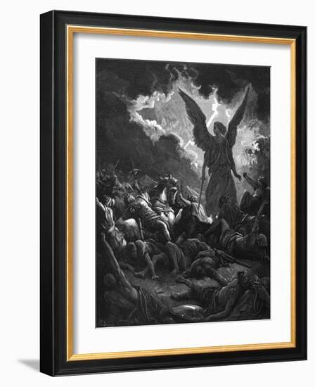 Archangel Gabriel, Instrument of God, Smiting the Camp of Sennacherib and the Assyrians, 1865-1866-Gustave Doré-Framed Giclee Print