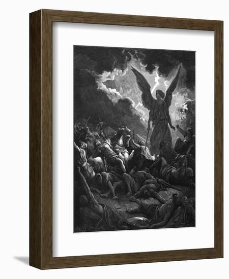 Archangel Gabriel, Instrument of God, Smiting the Camp of Sennacherib and the Assyrians, 1865-1866-Gustave Doré-Framed Giclee Print