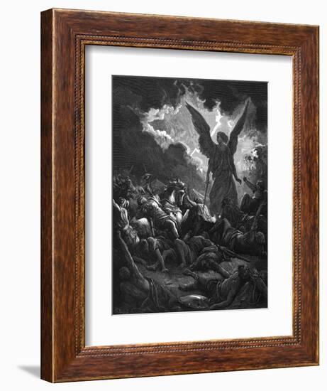 Archangel Gabriel, Instrument of God, Smiting the Camp of Sennacherib and the Assyrians, 1865-1866-Gustave Doré-Framed Giclee Print