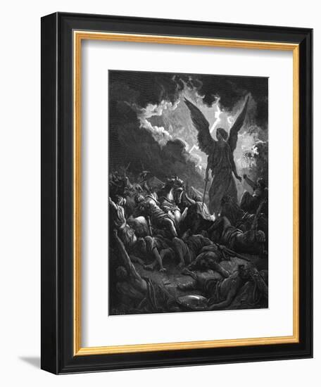 Archangel Gabriel, Instrument of God, Smiting the Camp of Sennacherib and the Assyrians, 1865-1866-Gustave Doré-Framed Giclee Print