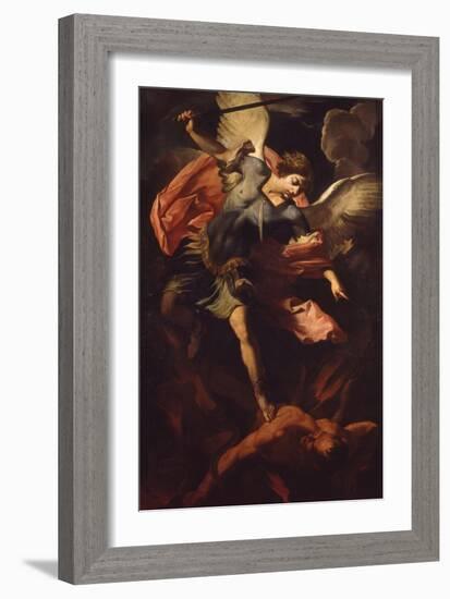 Archangel Michael Defeating Lucifer-Panfilo Nuvolone-Framed Art Print