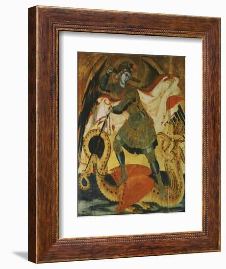 Archangel Michael Fighting the Dragon-Ambrogio Lorenzetti-Framed Giclee Print