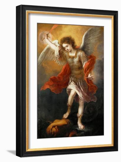 Archangel Michael hurls the devil into the abyss. Around 1665/68-Bartolome Esteban Murillo-Framed Giclee Print