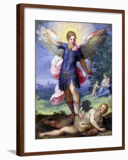 Archangel Michael Tramples the Devil-Hans Johann Rottenhammer-Framed Art Print