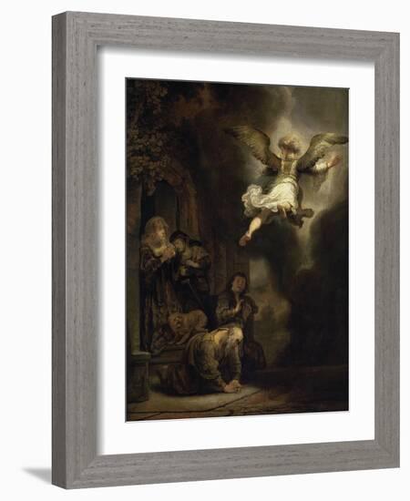 Archangel Raphael Leaving the Family of Tobias-Rembrandt van Rijn-Framed Giclee Print